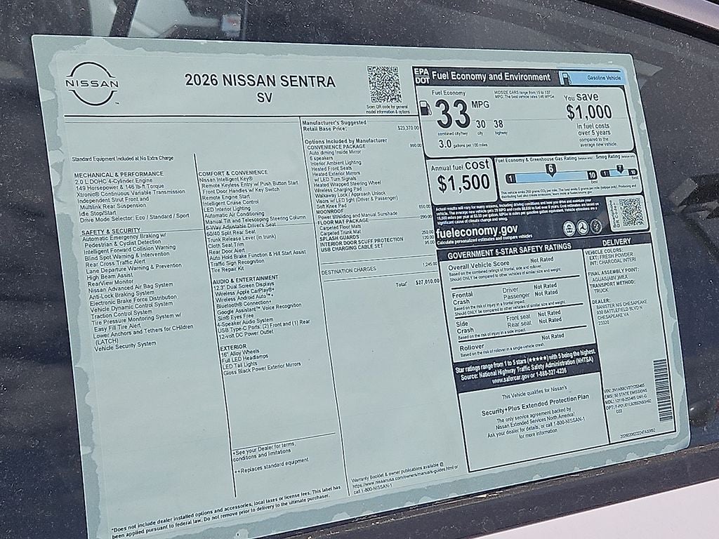 2026 Nissan Sentra SV