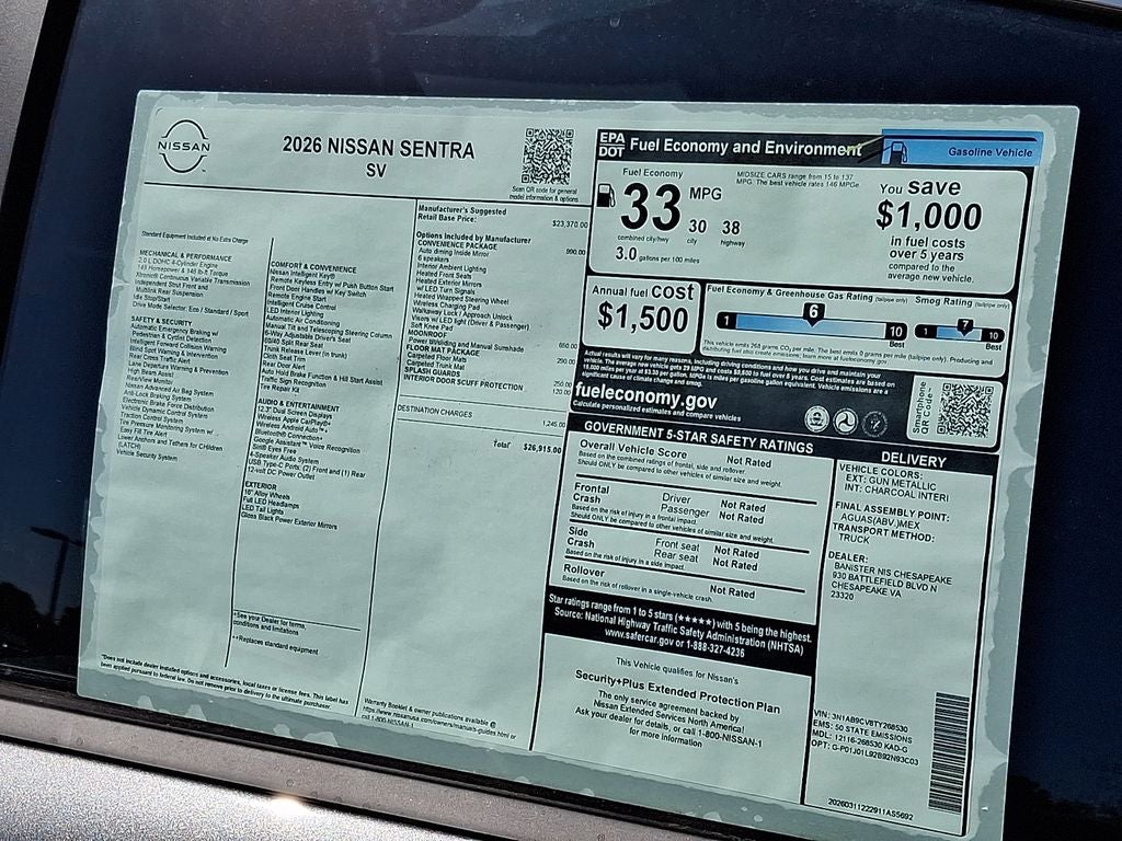 2026 Nissan Sentra SV