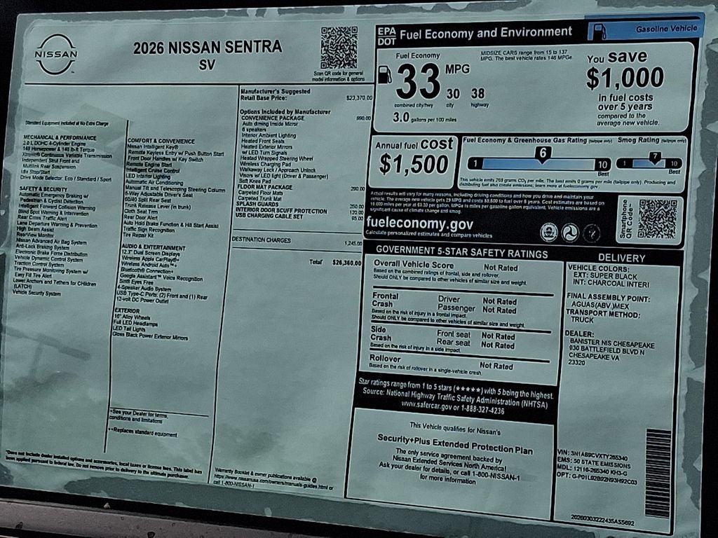 2026 Nissan Sentra SV