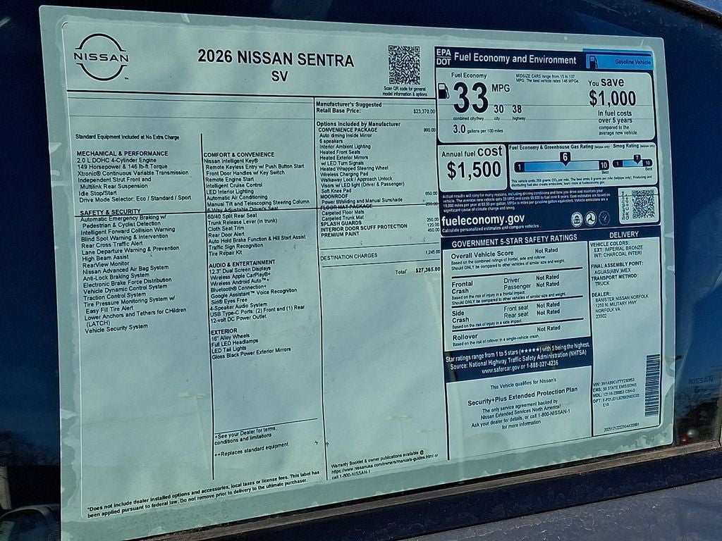 2026 Nissan Sentra SV