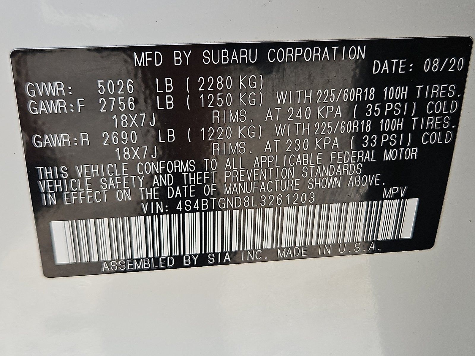 2020 Subaru Outback Limited XT